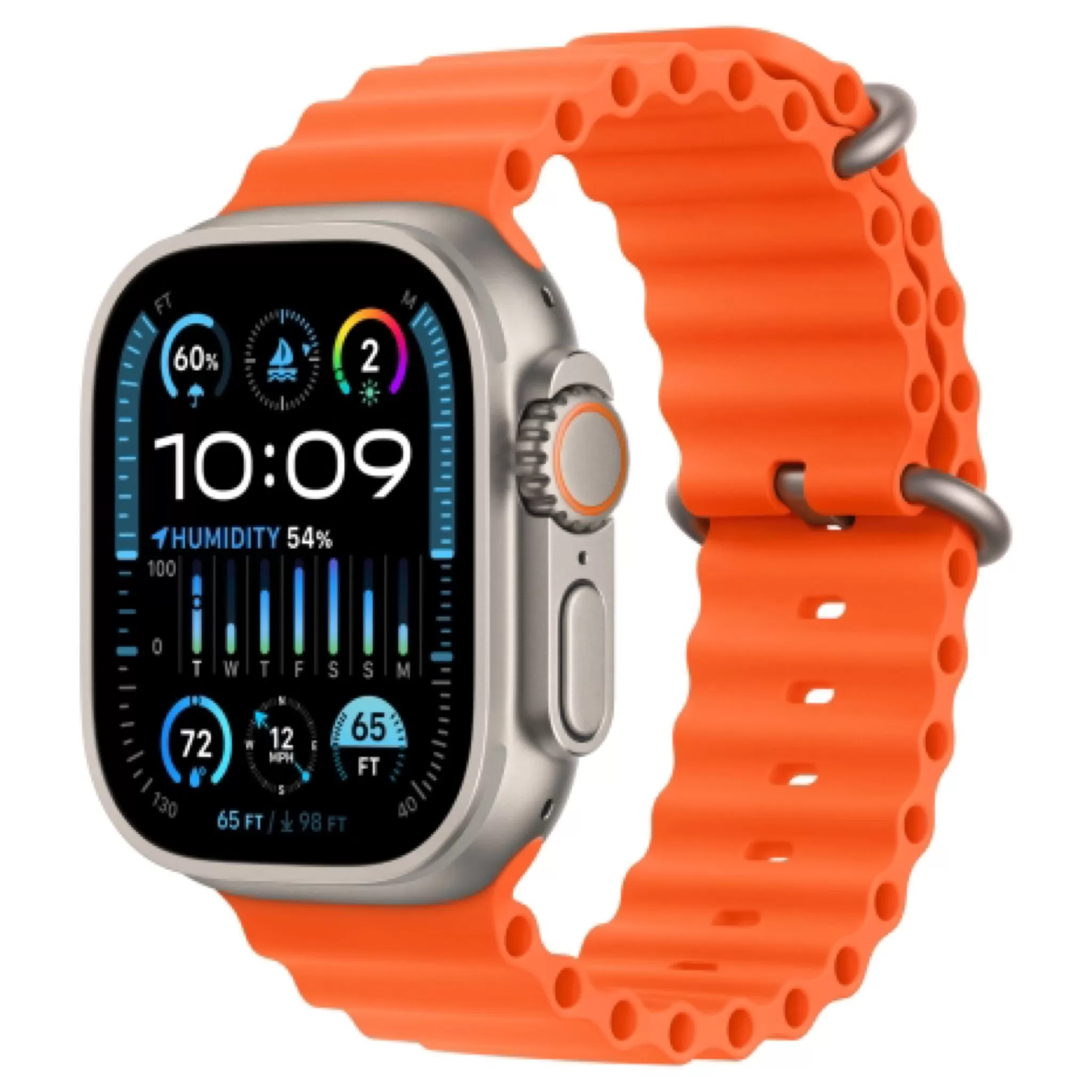 Apple Watch Ultra 2 49 мм, ремешок Ocean оранжевого цвета